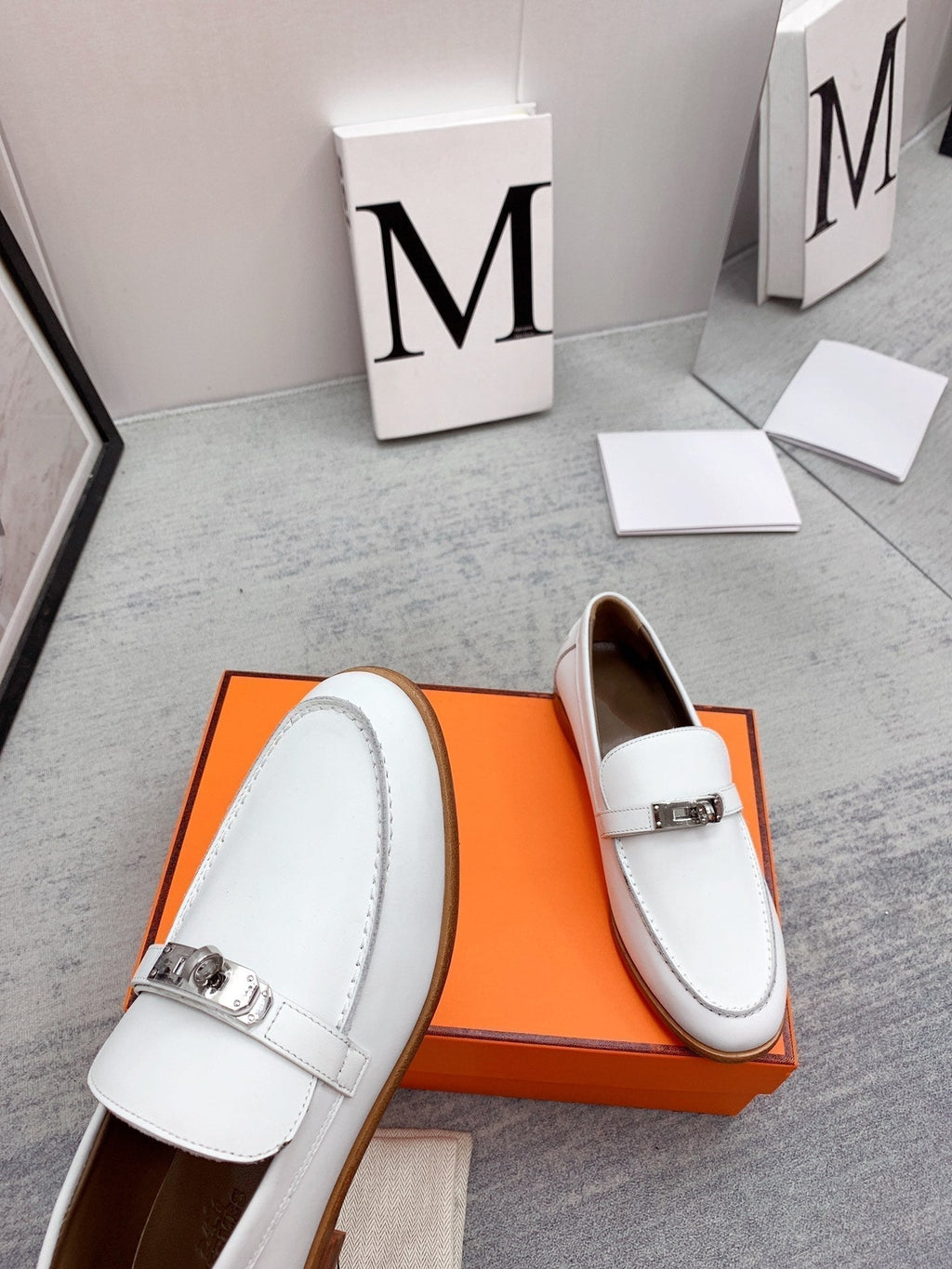 Hermes Destin Loafer White