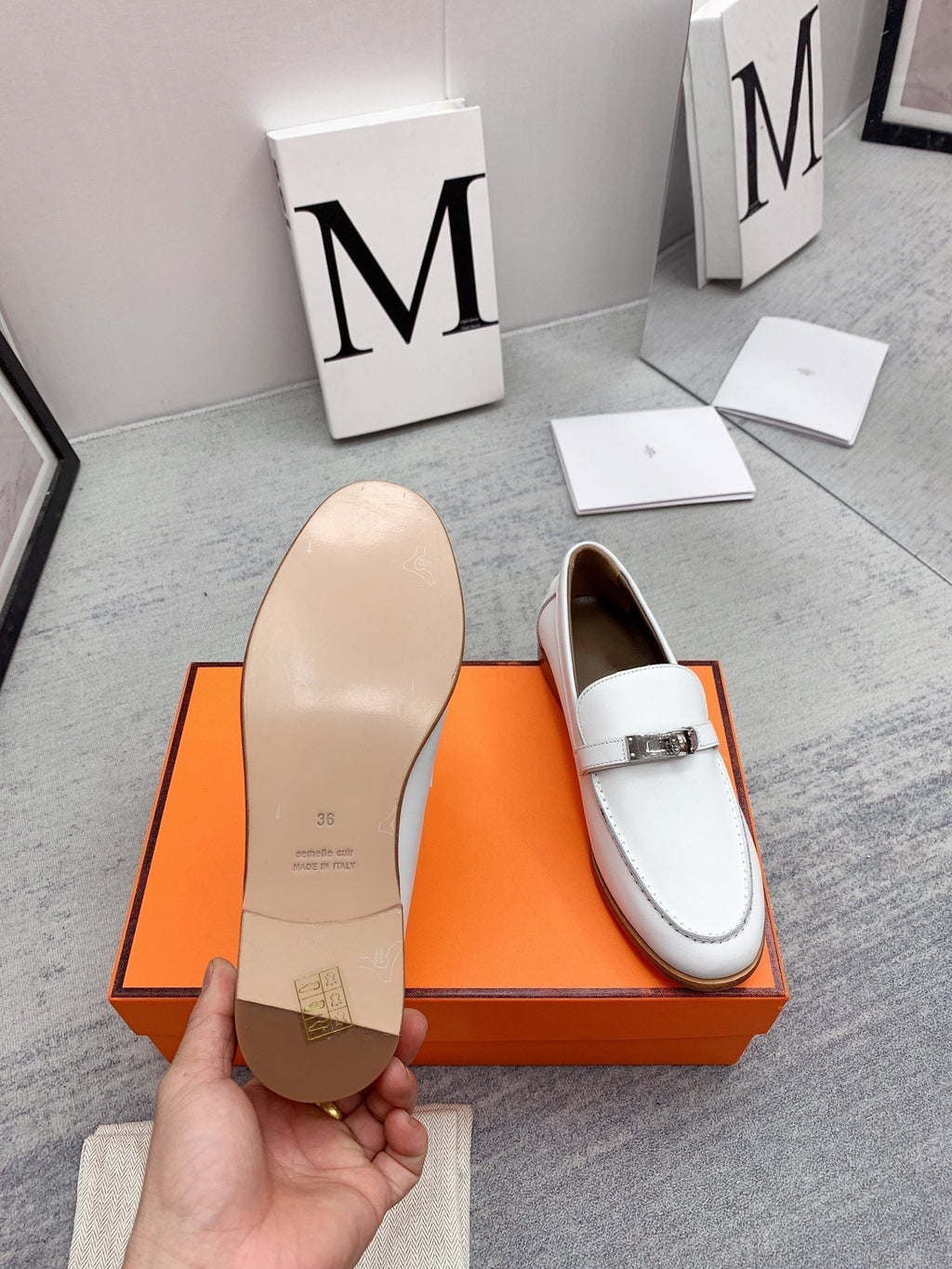 Hermes Destin Loafer White